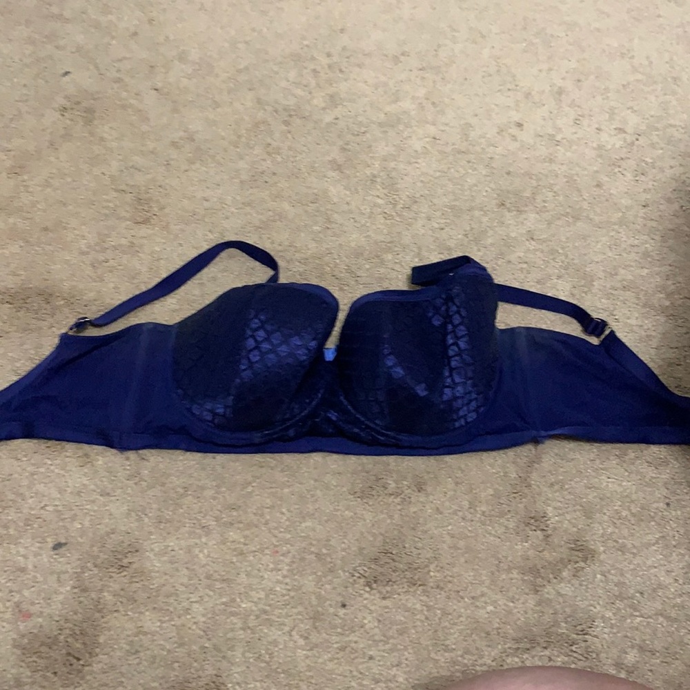 Blue underwire balconette bra